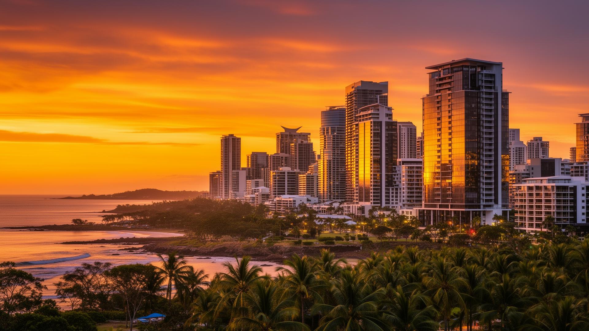 Sunset over Sunshine Coast CBD
